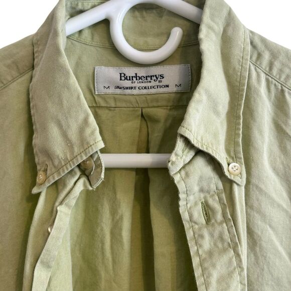 Burberry Burberrys of London Knight Logo Button Down Shirt Cotton Green Size M - Picture 7 of 9
